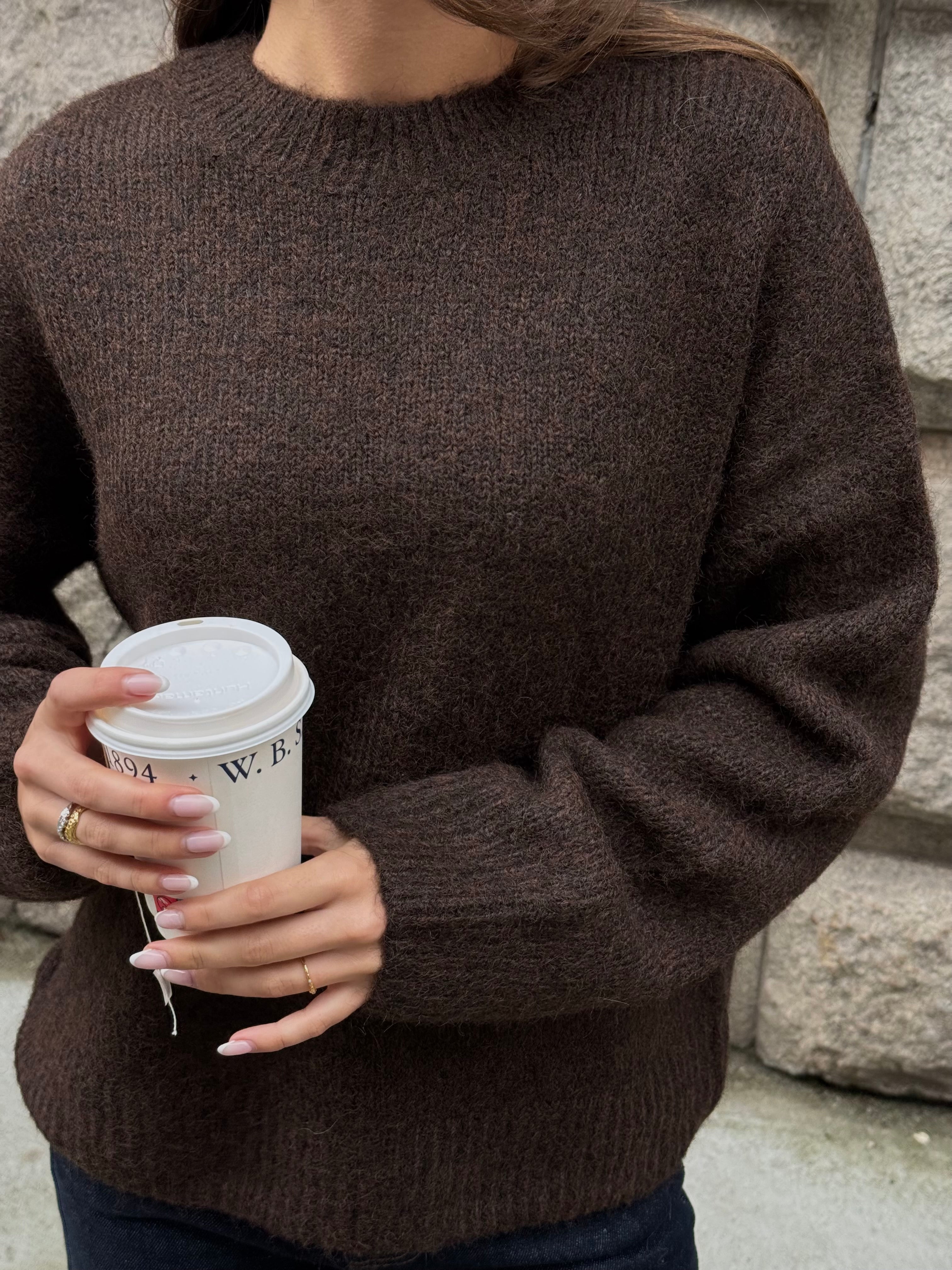 OBJSAGGIA Pullover - Seal Brown